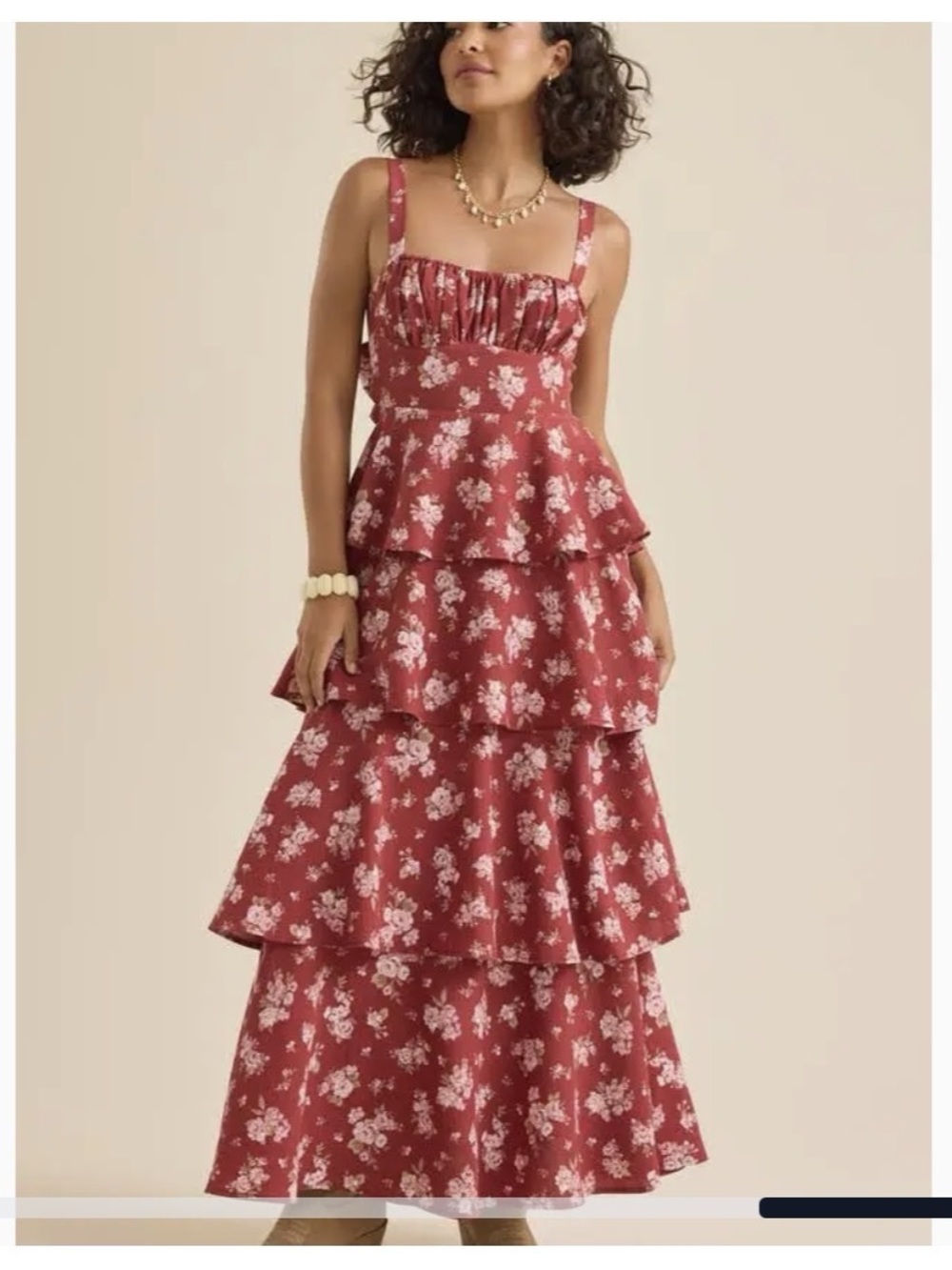 Altar'd State Floral Tiered Maxi Dress Size Large